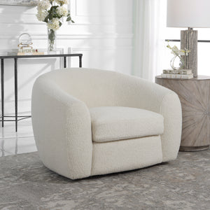 Uttermost Capra  Art Deco White Swivel Chair