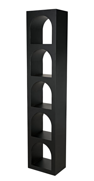 Noir Aqueduct Bookcase, C, Black Metal