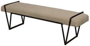 Noir Larkin Bench, Steel with Linen