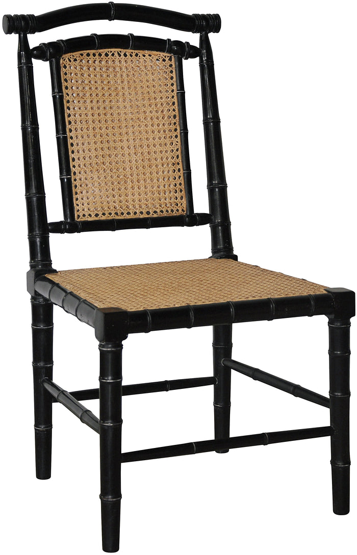 Noir Colonial Bamboo Side Chair, Hand Rubbed Black