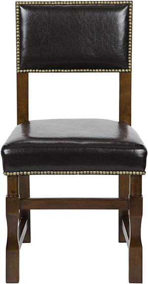 Noir Abadon Side Chair w/Leather, Distressed Brown