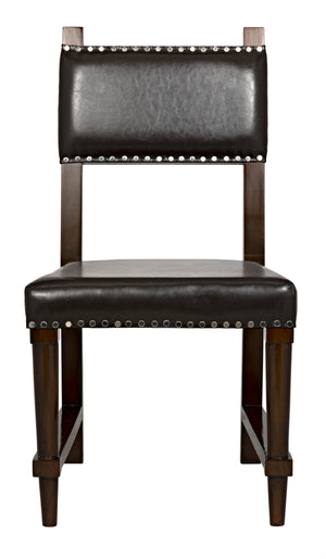 Noir Kerouac Chair with Leather, Distressed Brown