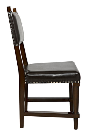 Noir Kerouac Chair with Leather, Distressed Brown