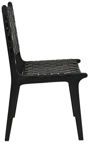 Noir Dede Dining Chair, Leather, Black