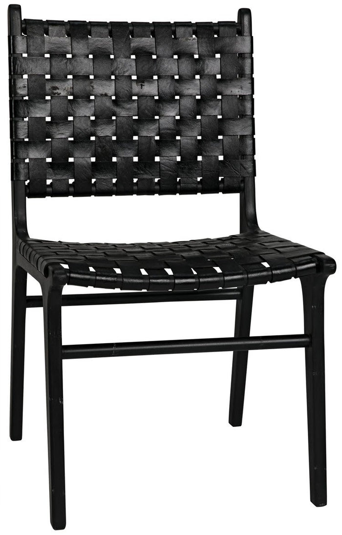 Noir Dede Dining Chair, Leather, Black