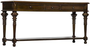 Noir Colonial Sofa Table, Distressed Brown