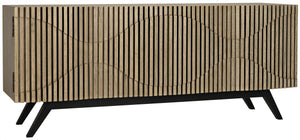 Noir Illusion Bleached Walnut Sideboard with Metal Base