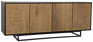 Noir QS Ra Sideboard, Hand Rubbed Black with Teak