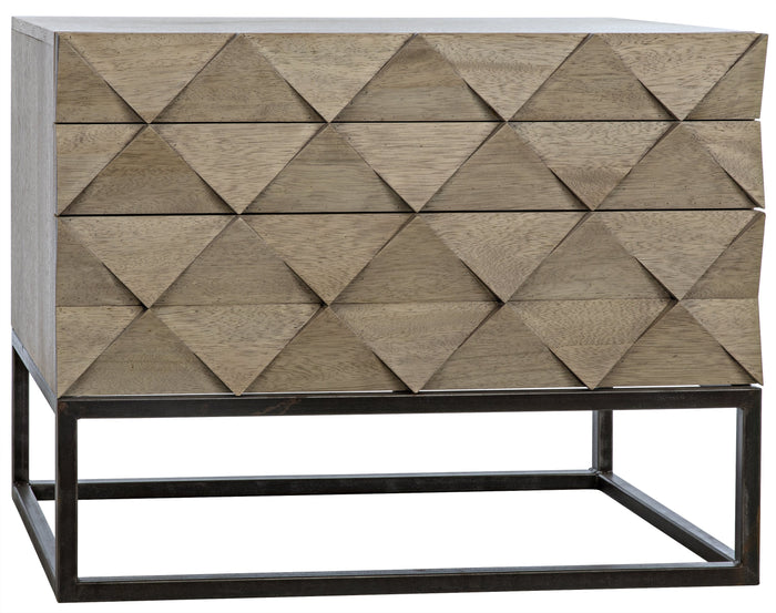 Noir Draco Sideboard with Metal Stand, Washed Walnut