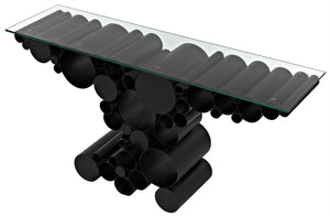 Noir Paradox Console, Black Metal with Glass Top