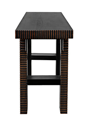 Noir Nabu Console, Hand Rubbed Black with Light Brown Trim