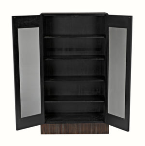Noir Noho Hutch, Hand Rubbed Black with Light Brown Trim