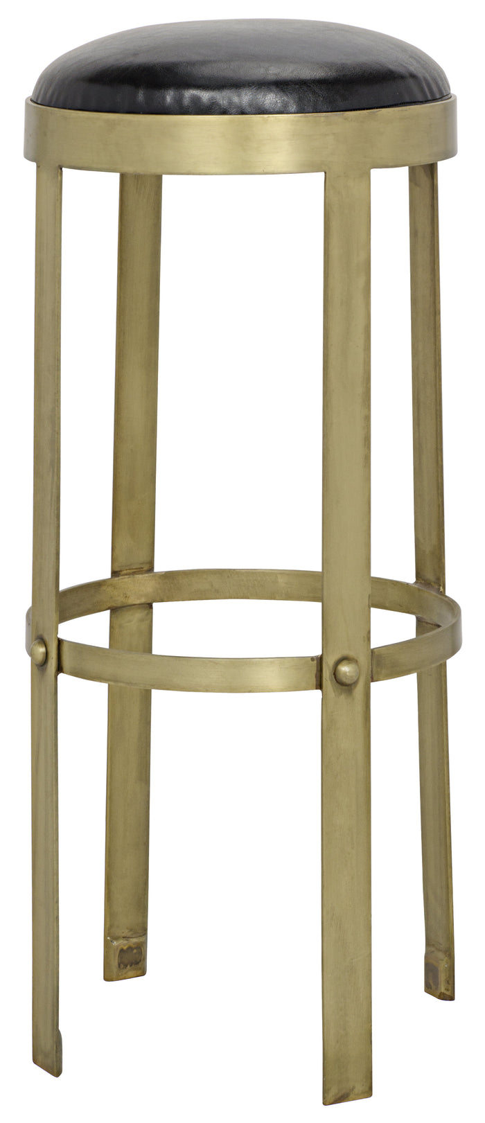 Noir Prince Stool with Leather, Brass Finish