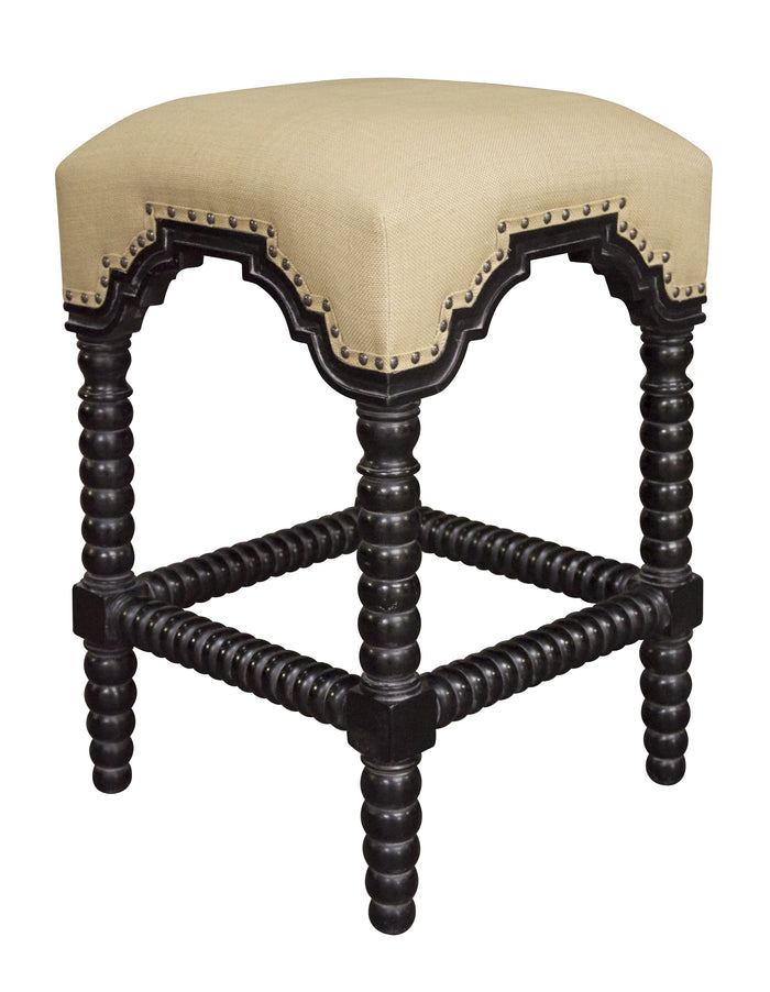 Noir QS Abacus Counter Stool, Hand Rubbed Black