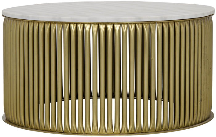 Noir Lenox Coffee Table, Antique Brass, Metal and Stone