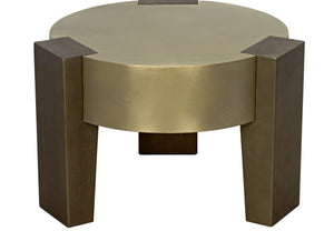 Noir Carrusel Coffee Table, Metal with Brass and Aged Brass Finish