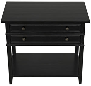 Noir Colonial 2-Drawer Side Table, Distressed Black