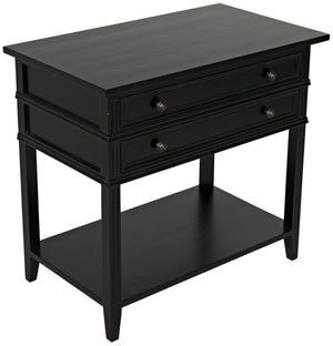 Noir Colonial 2-Drawer Side Table, Distressed Black