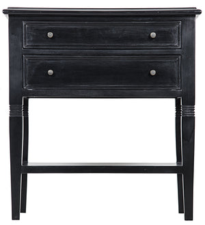 Noir QS Oxford 2-Drawer Side Table, Hand Rubbed Black