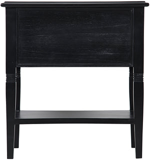Noir QS Oxford 2-Drawer Side Table, Hand Rubbed Black