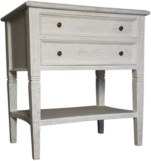 Noir QS Oxford 2-Drawer Side Table, White Wash