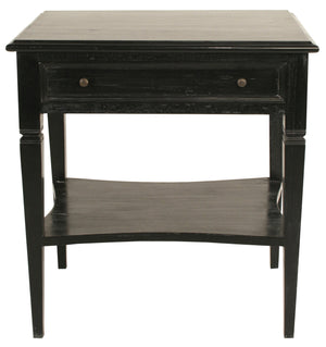 Noir Oxford 1-Drawer Side Table, Hand Rubbed Black