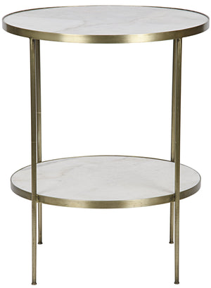 Noir QS Rivoli Side Table, Antique Brass, Metal and Quartz