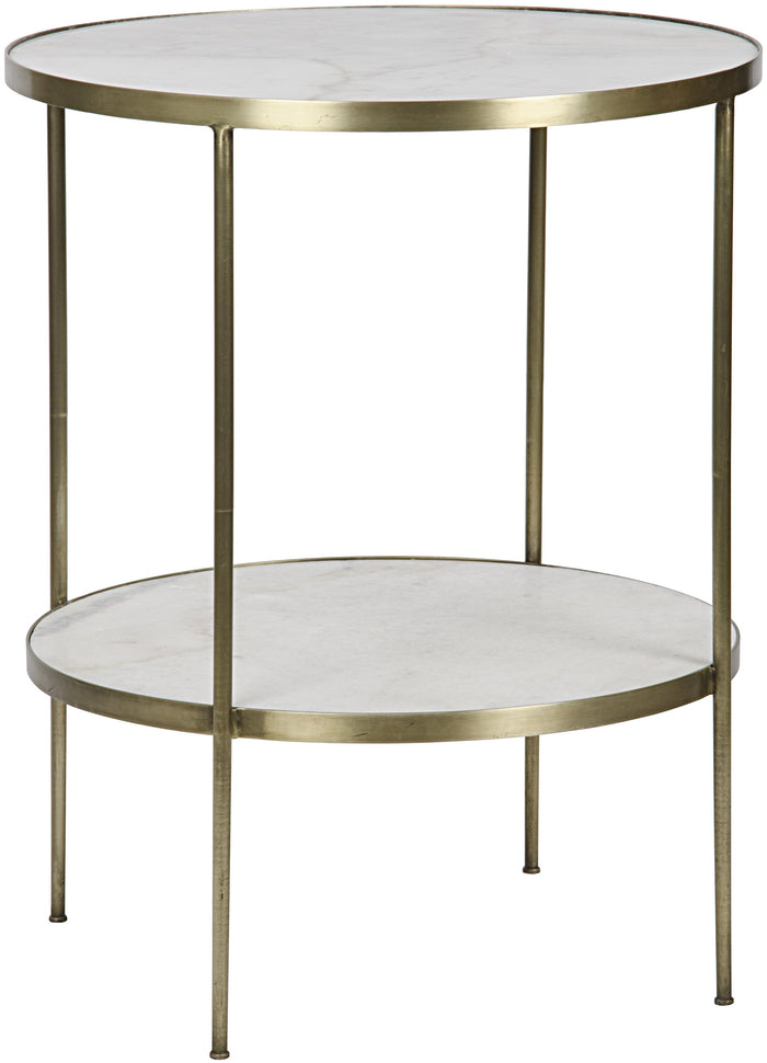 Noir QS Rivoli Side Table, Antique Brass, Metal and Quartz