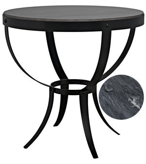 Noir Byron Side Table, Black Metal with Marble