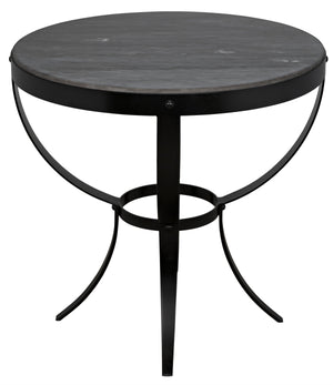 Noir Byron Side Table, Black Metal with Marble