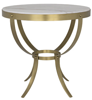 Noir Byron Side Table, Antique Brass and Stone