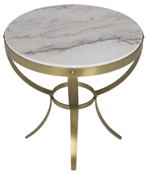 Noir Byron Side Table, Antique Brass and Stone