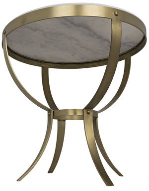 Noir Byron Side Table, Antique Brass and Stone
