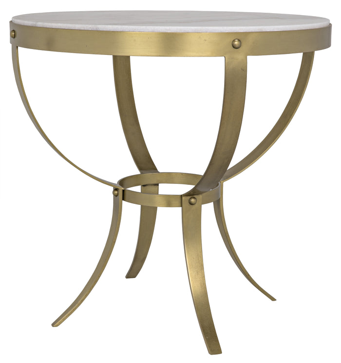 Noir Byron Side Table, Antique Brass and Stone