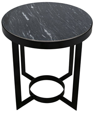 Noir Parker Side Table, Black Steel with Black Marble