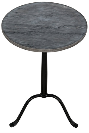 Noir Cosmopolitan Side Table, Black Steel with Marble