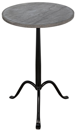 Noir Cosmopolitan Side Table, Black Steel with Marble