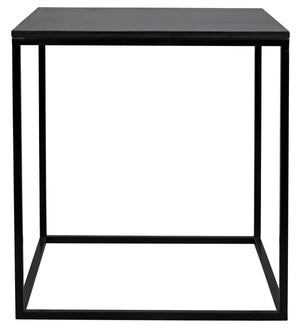 Noir Landon Side Table, Black Metal with Marble