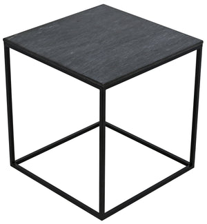 Noir Landon Side Table, Black Metal with Marble