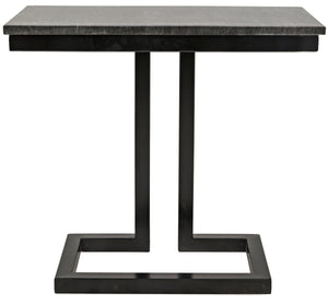 Noir Alonzo Side Table, Black Metal with Marble