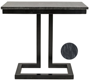 Noir Alonzo Side Table, Black Metal with Marble