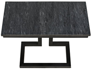 Noir Alonzo Side Table, Black Metal with Marble