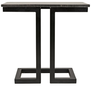 Noir Alonzo Side Table, Black Metal with Marble