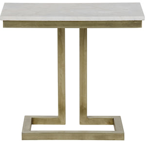 Noir Alonzo Side Table, Antique Brass, Metal and Quartz