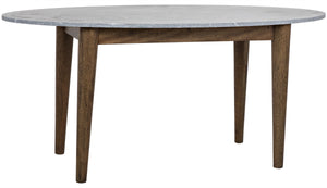 Noir Surf Oval Dining Table with Stone Top, Dark Walnut