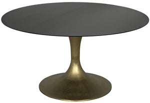 Noir Herno Table, Antique Brass, Black Stone