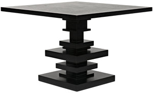 Noir Corum Square Table, Hand Rubbed Black