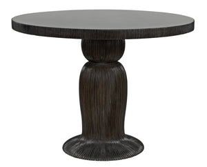 Noir Portobello Dining Table, Hand Rubbed Black with Light Brown Trim
