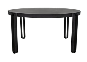 Noir Marcellus Dining Table, 63", Black Metal