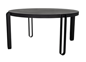 Noir Marcellus Dining Table, 63", Black Metal